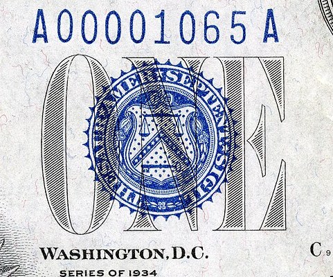 Blue Treasury seal on a 1934 $1 Silver Certificate